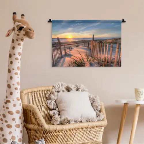 Strand - Zee - Duin - Zonsondergang - Landschap Wandkleed katoen klein -wsfeer5_kind