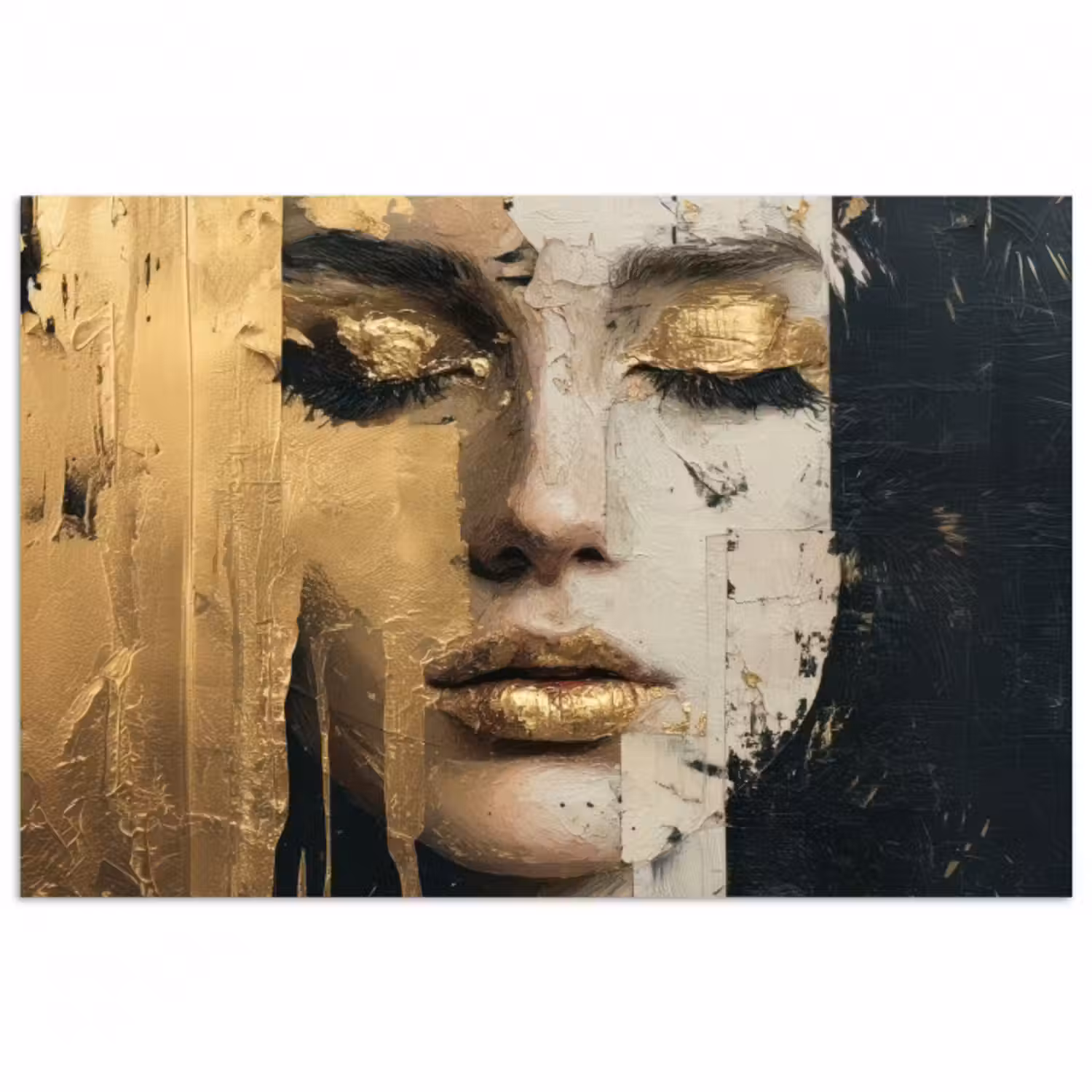 Poster - Abstrakt - Gold - Gesicht - Lippen