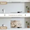 Bloemen - Wit - Goud - Beige  - Luxe keuken achterwand spatscherm klein -voor_na_FR