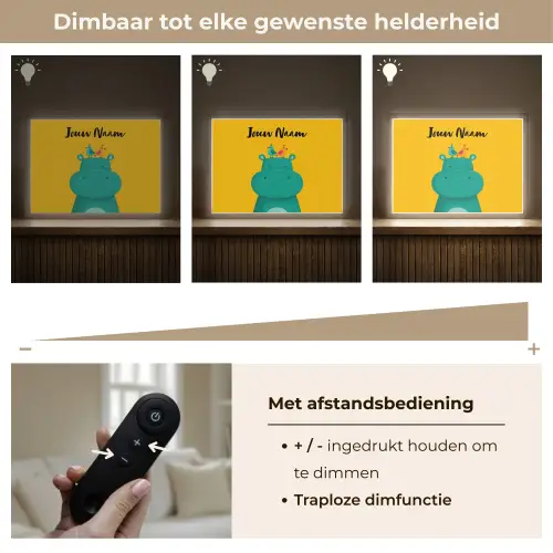 Nijlpaard - Vogels - Groen - Geel Light Box met batterij (Wandlamp kind) middel -USP_dimbaarNL