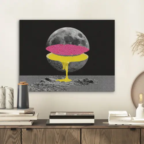 Maan - Geel - Roze - Zwart PET vilt klein -sfeer1