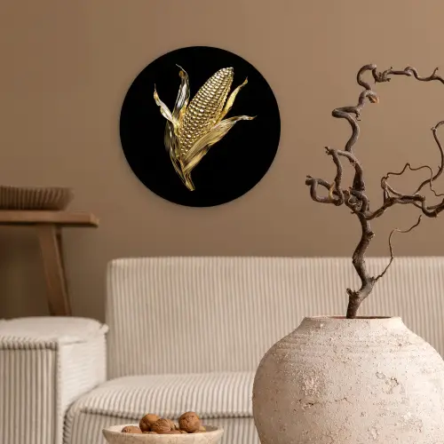 Mais - Eten - Goud - Zwart Wandcirkel plexiglas klein -sfeer1