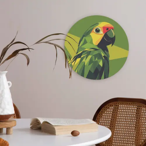 Papegaai - Groen - Snavel - Abstract Akoestische PET Vilt - Rond klein -sfeer3
