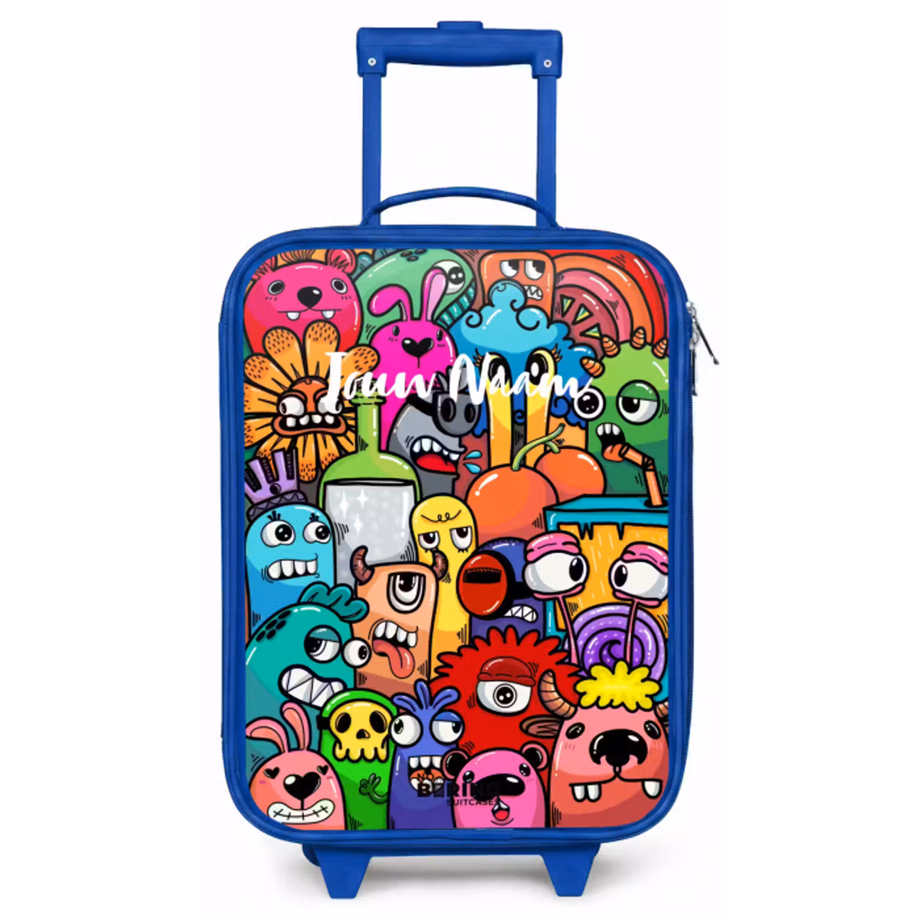 Knallende gekleurde monsters Kinderkoffer - Blauw klein -zz3dotto