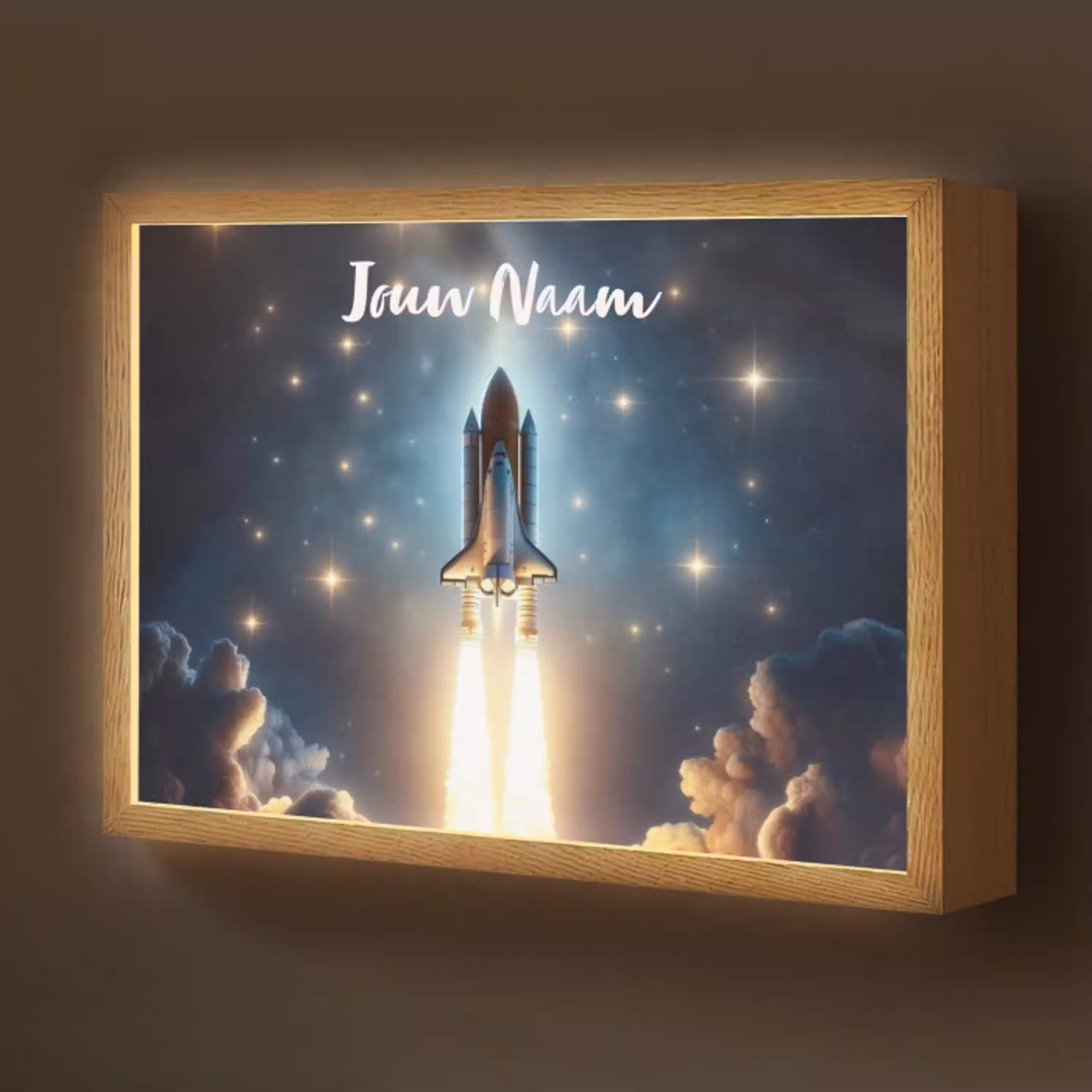 Ruimtevaart - Raket - Space - Sterren Light Box met batterij (Wandlamp kind) middel -z3d_website