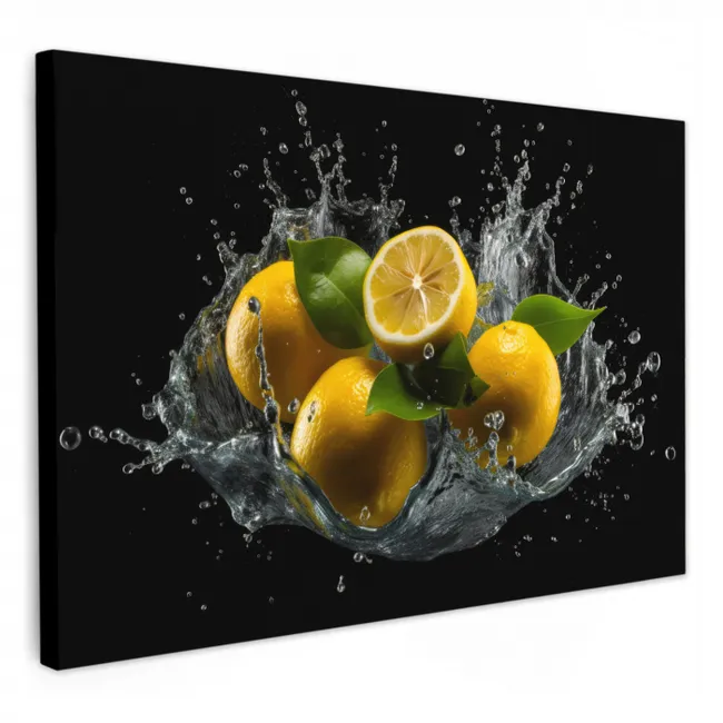 Citroen - Fruit - Geel - Zwart KitchenYeah - Keuken - Canvas klein -3d