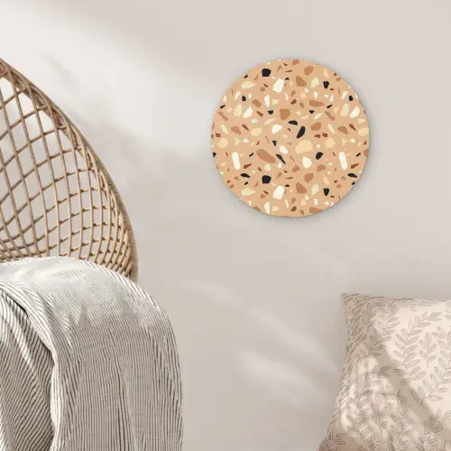 Terrazzo - Patroon - Kleurrijk - Oranje Wandcirkel plexiglas klein 852 -sfeer5