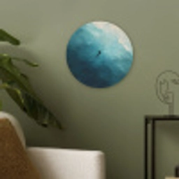 Zee - Silhouet - Abstract - Blauw Akoestische PET Vilt - Rond klein -sfeer2
