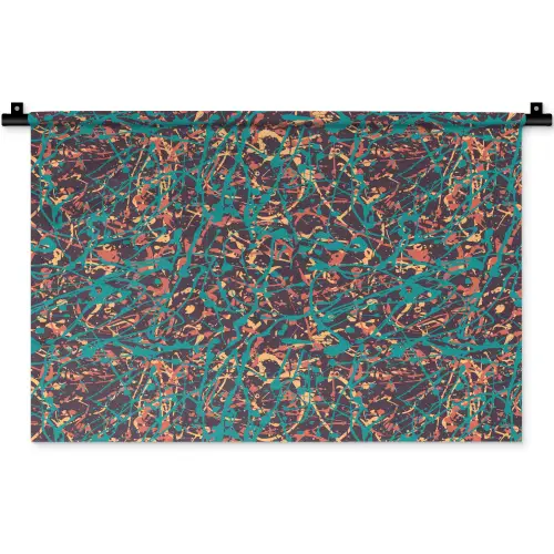 Spat - Abstract - Oranje - Groen Wandkleed katoen klein 269 -zz3d