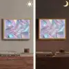 Golvend - Pasteltinten - Glanzend - Stof Light Box met batterij (Wandlamp) middel -sfeer3
