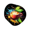 Koffie - Graffiti - Drinken - Abstract Wandcirkel Organisch Forex 3mm klein -3d