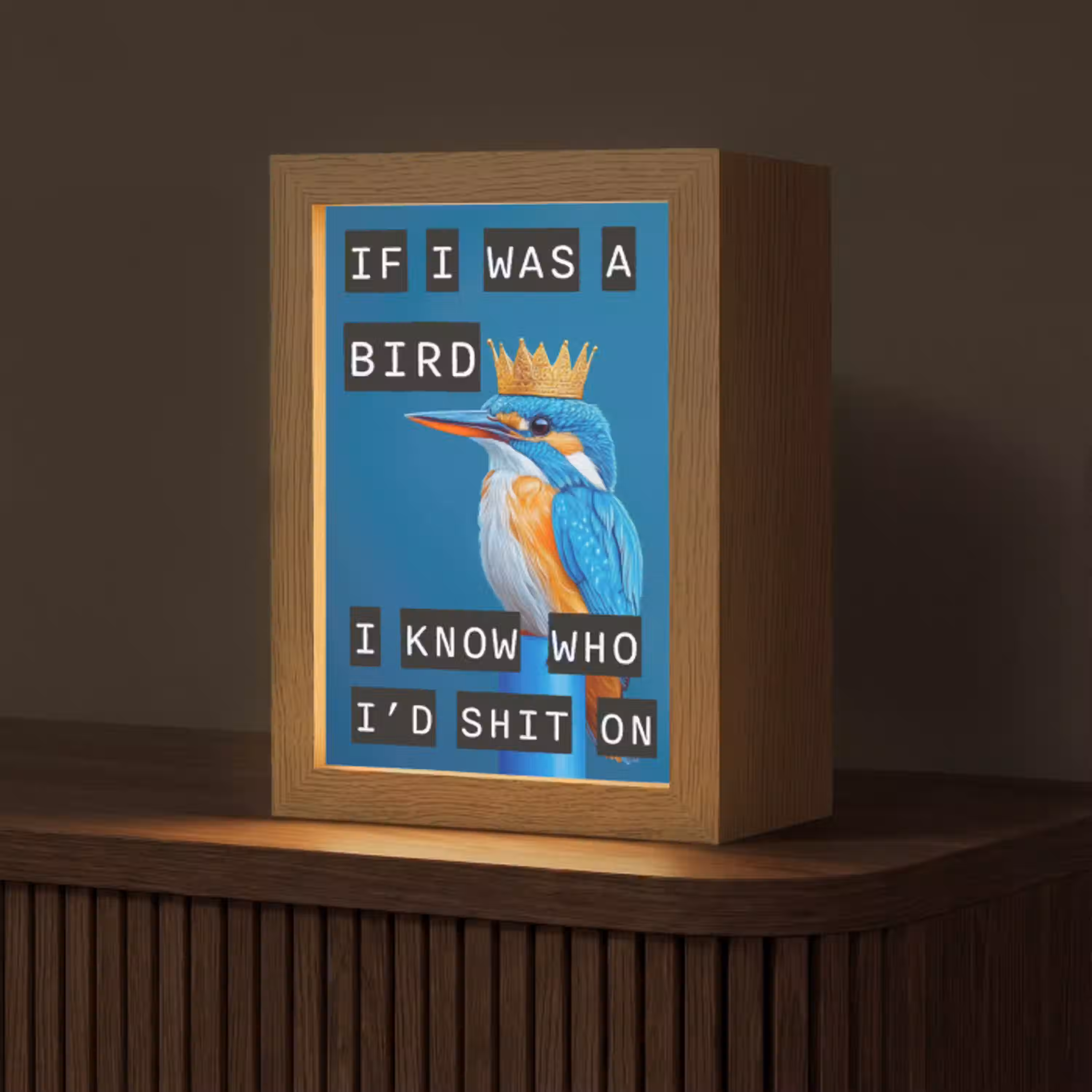 Vogel - Decoratie - Ijsvogel - Blauw Light Box met kabel (Tafellamp) klein -z3d_website