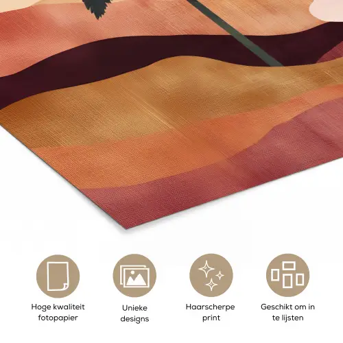Heuvels - Palmbomen - Abstract poster papier klein -closeup_NL