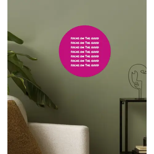 Focus on the good - Roze - wit Wandcirkel behangsticker klein -sfeer2
