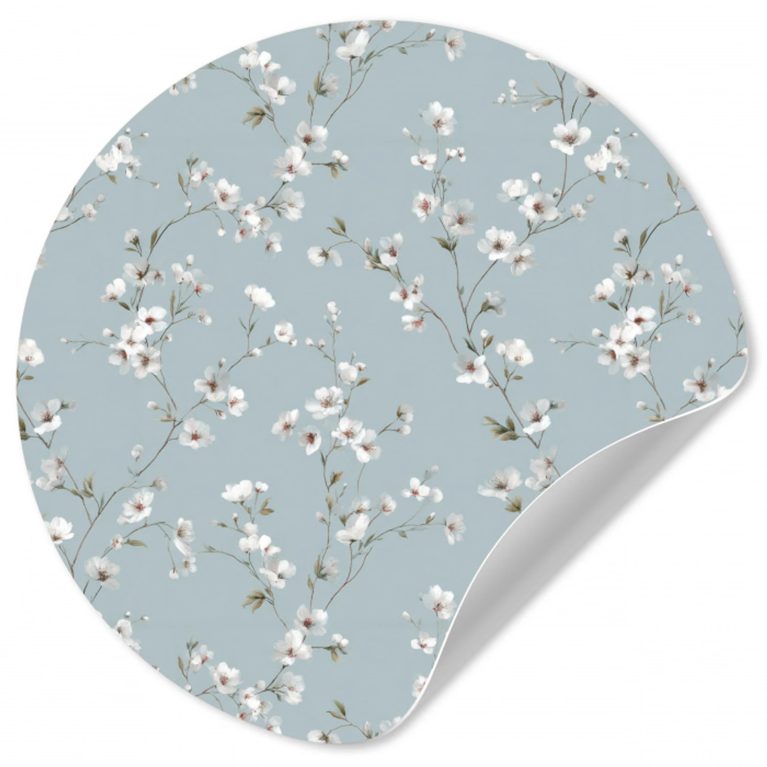Klassiek - Bloemen - Blauw Wandcirkel behangsticker klein 186 -3d