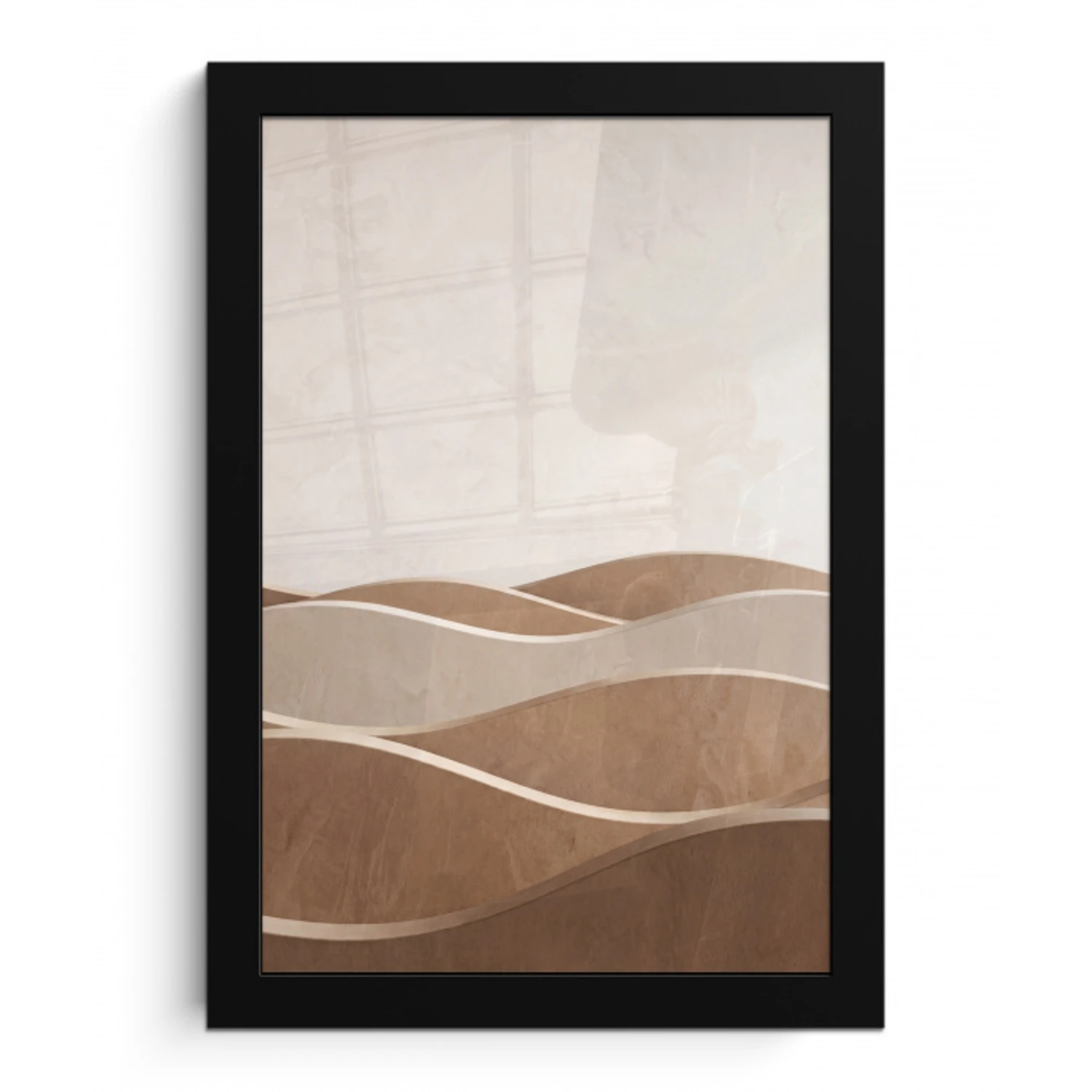 Abstract - Golven - Modern - Beige fotolijst zwart zonder passe partout klein -3d