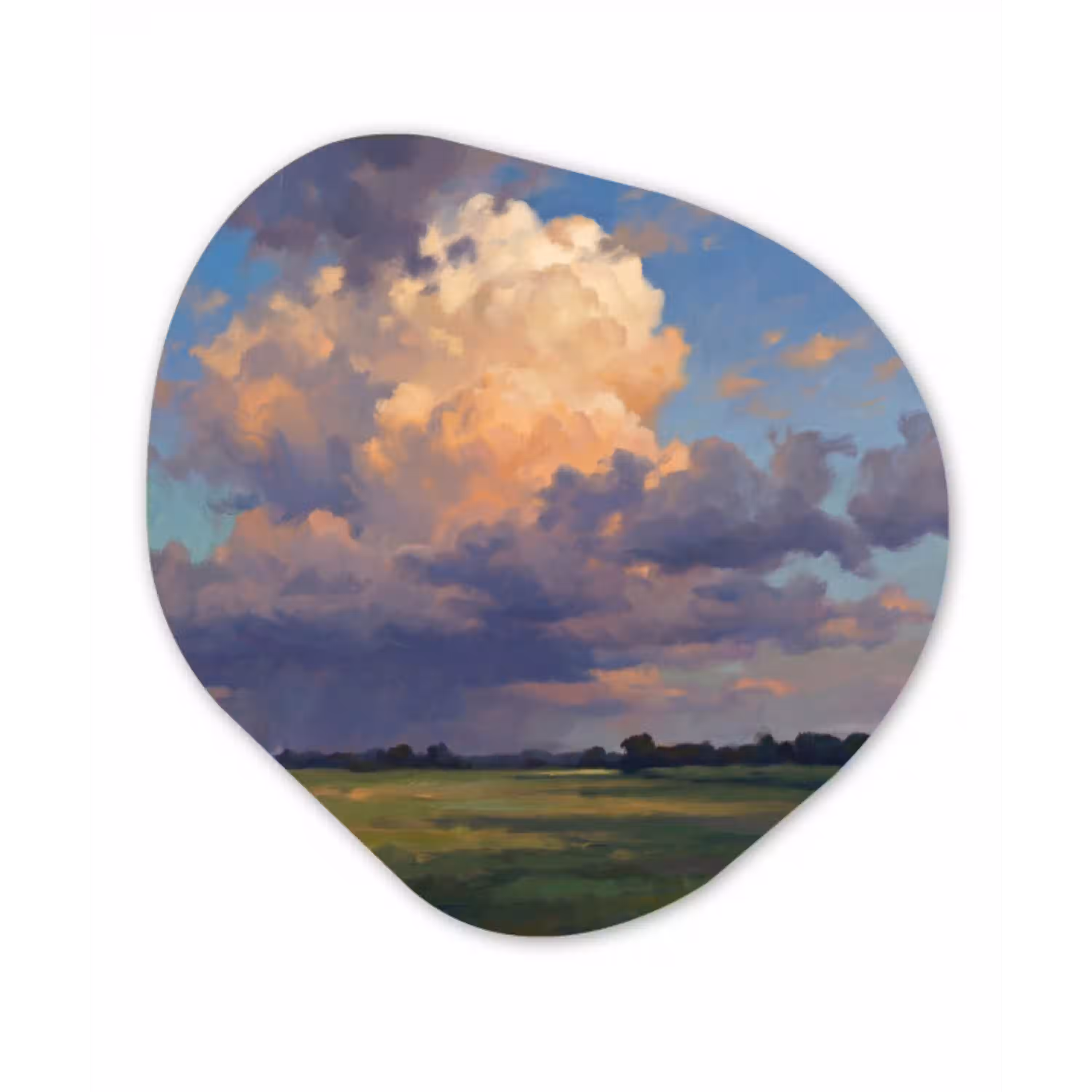 Lucht - Wolken - Landschap - Modern - Oranje Wandcirkel Organisch Forex 3mm klein -3d