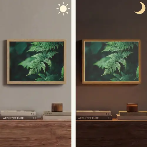 Varenblad - Groen - Structuur - Wazig Light Box met batterij (Wandlamp) middel -sfeer3
