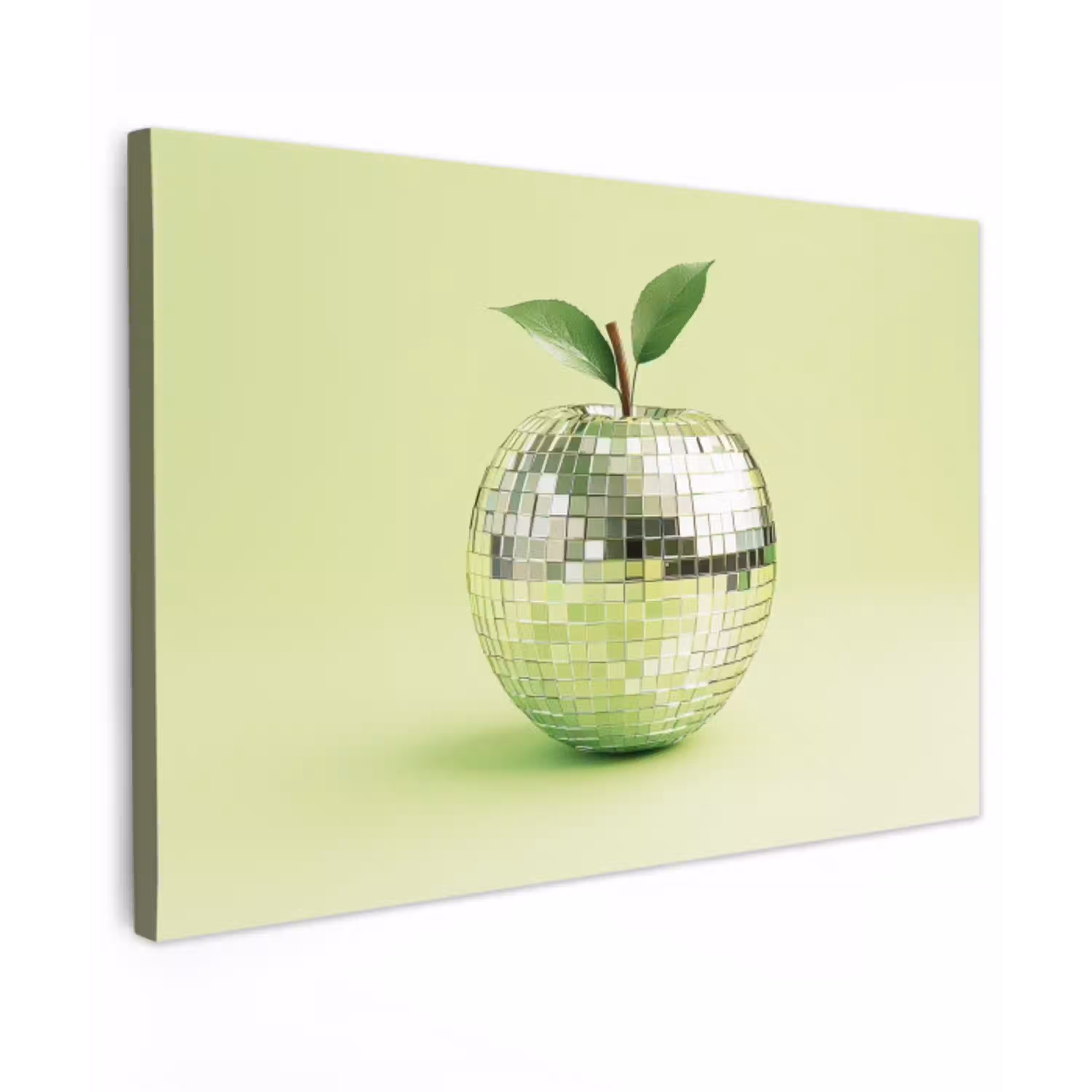 Groen - Disco - Decoratie - Appel canvas 2cm klein -z3d