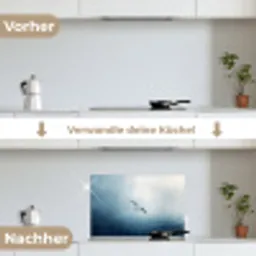 Meeuw - Wit - Zee - Mistig keuken achterwand spatscherm klein -voor_na_DE