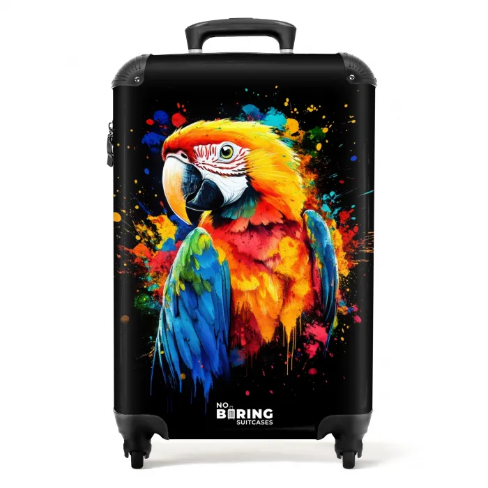 Kleurrijke papegaai met graffiti NBS - Handbagage koffer - Kinderen Unisex middel -productfoto_recht