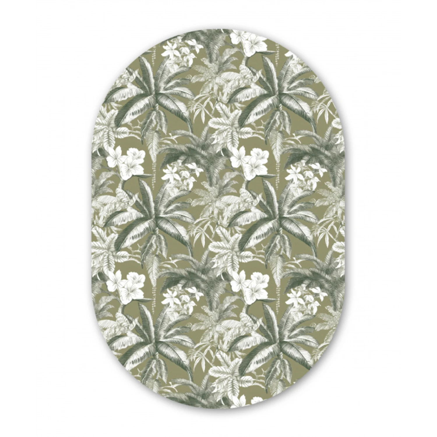 Botanisch - Bloemen - Groen Wandcirkel Ovaal Aluminium middel 839 -3d