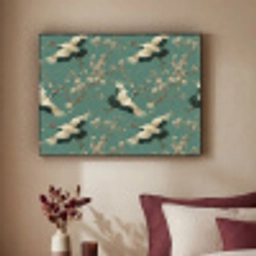 Kersenbloesem - Kraamvogels - Groen Textielframe zwart klein 947 -sfeer1