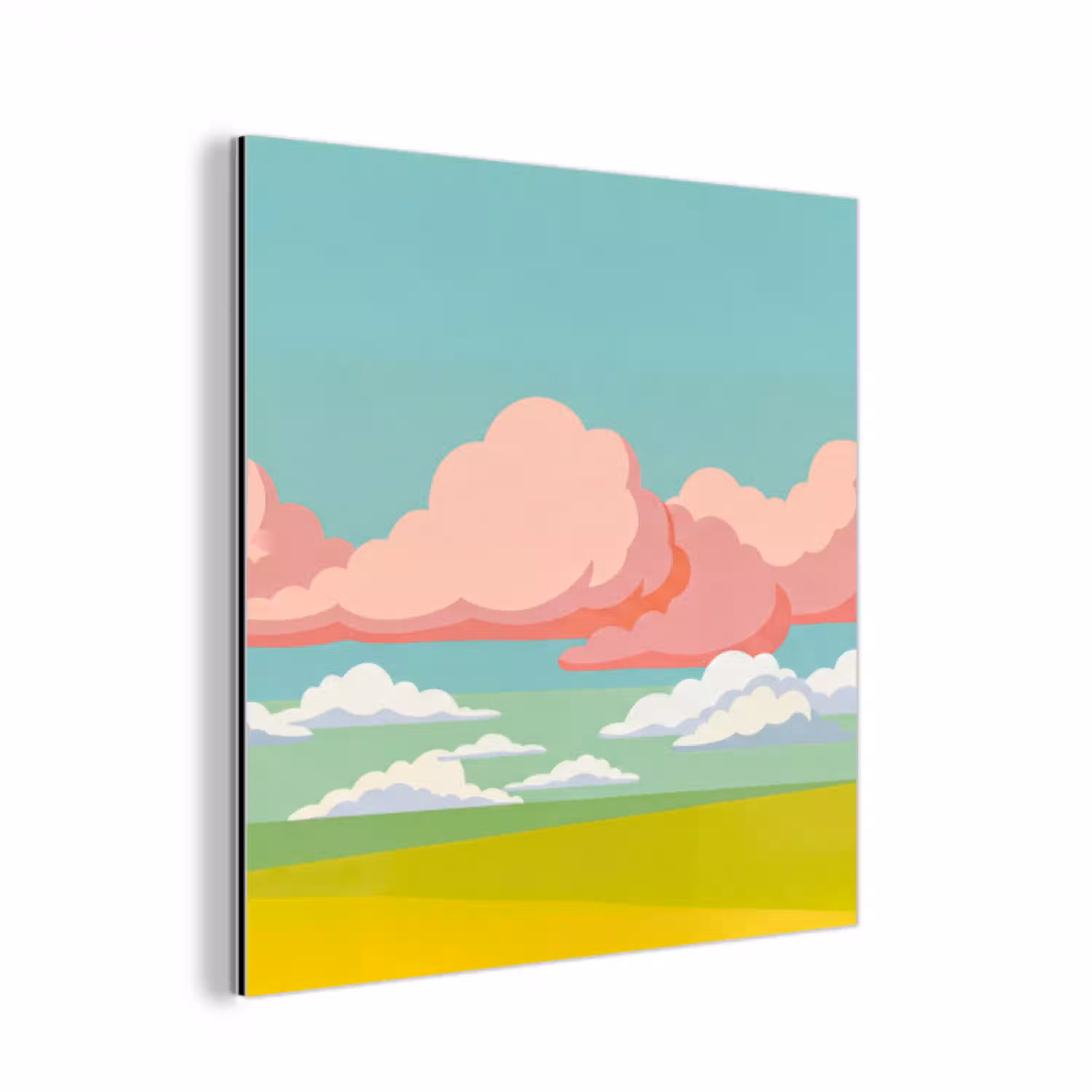 Wolken - Roze - Natuur - Modern - Pastel aluminium wit klein -3d