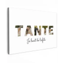 Tante - Lettercollage Tuinposter op houten frame 2 cm dik klein -3d