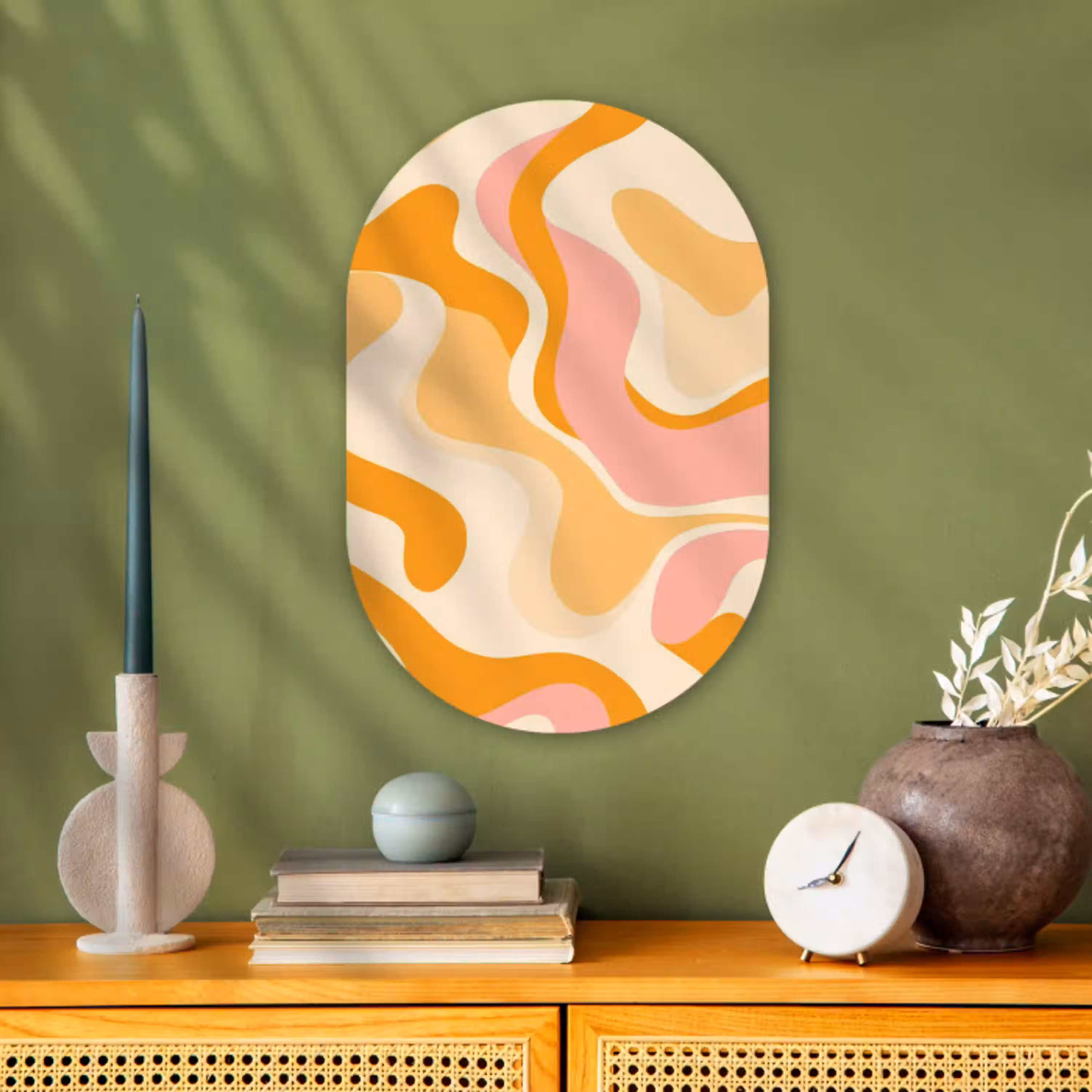 Abstract - Golvend - Oranje Wandcirkel Ovaal Forex klein -sfeer2