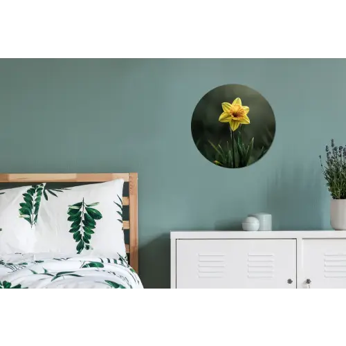 Bloem - Narcis - Gras - Geel Wandcirkel aluminium klein -slaapkamer