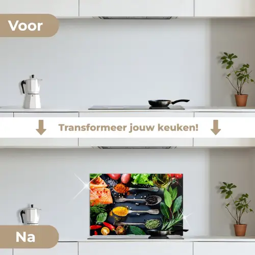 Kruiden - Lepels - Keuken - Specerijen keuken achterwand spatscherm klein -voor_na_NL