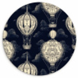 Luchtballonnen - Wolken - Patroon - Donkerblauw Wandcirkel kunststof plaat 5mm dik klein 188 -3d