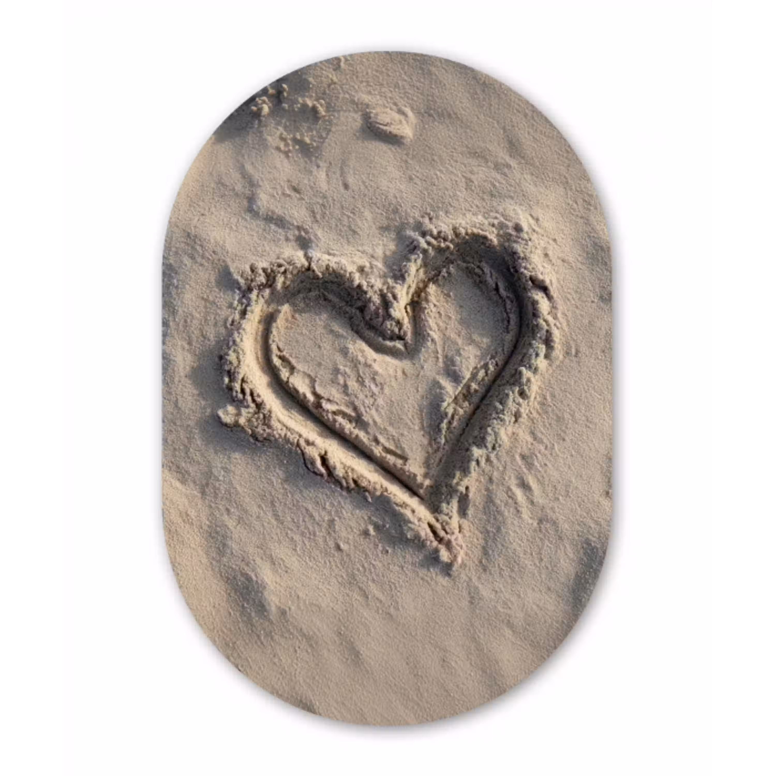 Hartvorm - Getekend - Beige - Zand Wandcirkel Ovaal Glas middel -3d