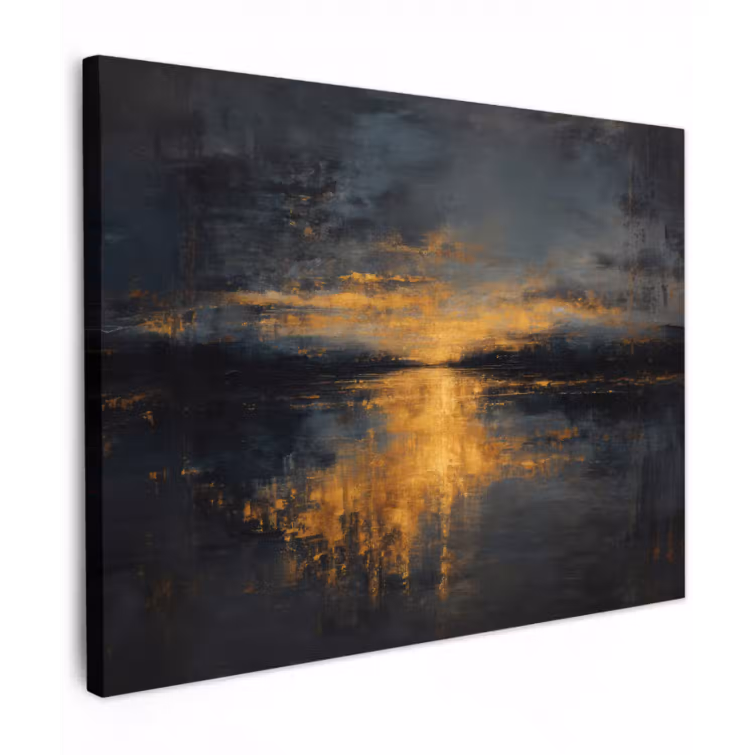 Canvas schilderij - Gouden Reflectie op Water