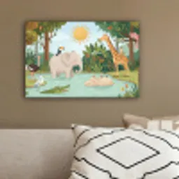 Jungle - Oase - Dieren - Kleurrijk canvas 2cm klein -sfeer3