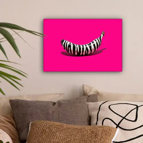 Banaan - Zebraprint - Roze canvas 2cm klein -sfeer1