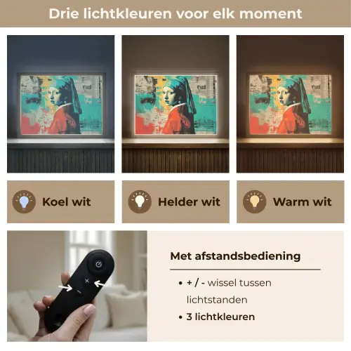 Klassiek - Pareloorbel - Streetartstijl - Kleurrijk Light Box met batterij (Wandlamp) middel -USP_lichtkleurNL