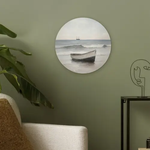 Roeiboot - Zee - Horizon Akoestische PET Vilt - Rond klein -sfeer2
