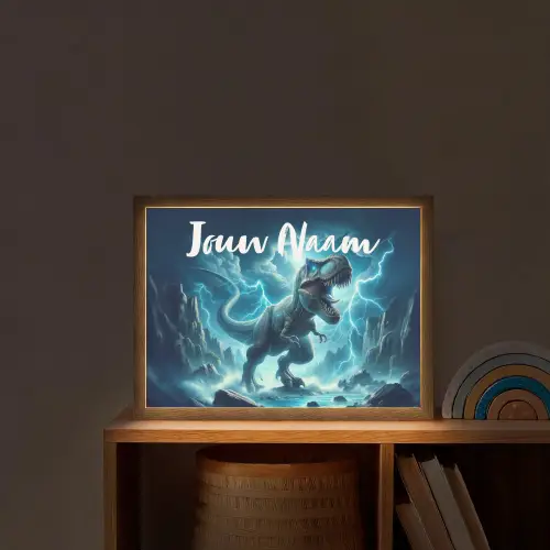 Dino - Blauw - Jongens Light Box met batterij (Wandlamp kind) middel -sfeer1_kind