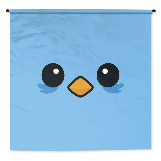 Wandkleed - Vogel - Blauw - Eenvoudig