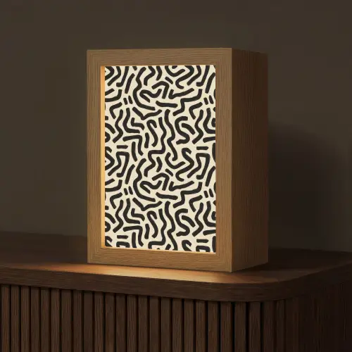 Abstract - Lijnen - Zwart Light Box met kabel (Tafellamp) klein 925 -z3d_website