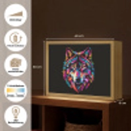 Wolf - Kleurrijk - Zwart - Dieren - Neon Light Box met batterij (Wandlamp) middel -USP_websiteoverzichtDE