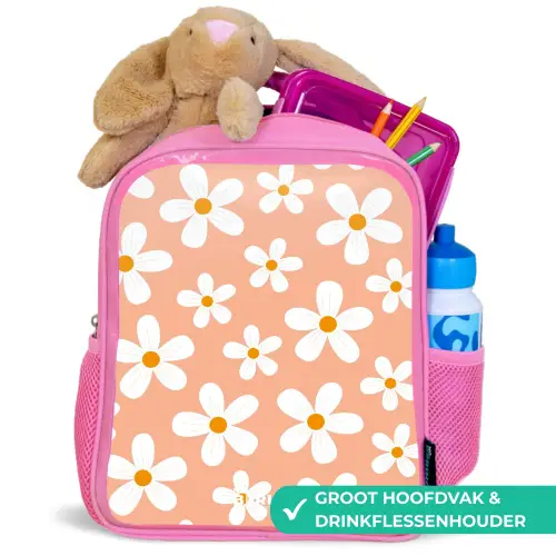 Madeliefjesmania perzik Kinderrugzak - Roze middel -inhoud_NL