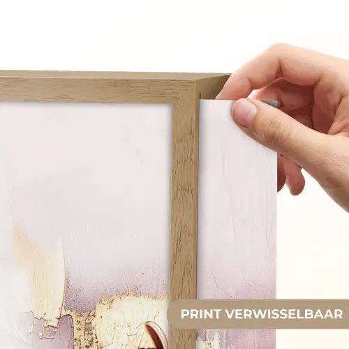Paars - Abstract - Verf - Goud Light Box met batterij (Wandlamp) middel -USP_websiteprintNL