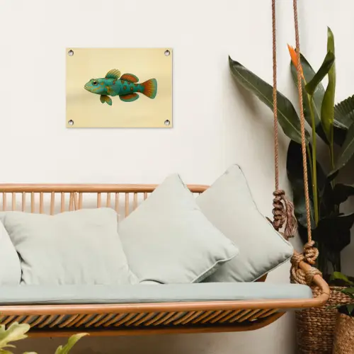Vis - Blauw - Stippen - Schubben tuinposter los doek klein -sfeer7