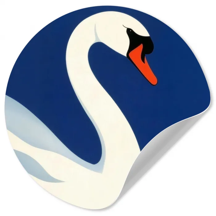 Zwaan - Wit - Snavel - Illustratie Wandcirkel behangsticker klein -3d
