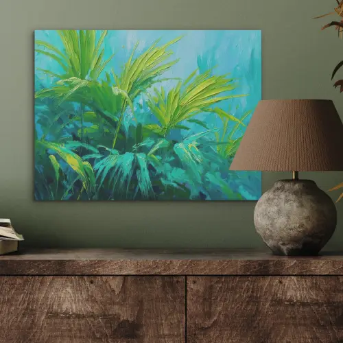 Bladeren - Groen - Schilderij - Abstract PET vilt klein -sfeer2