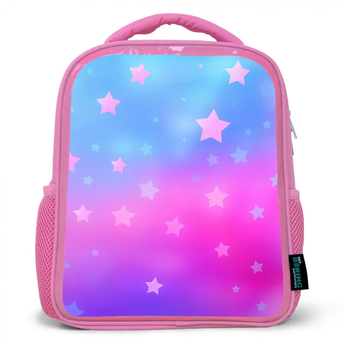 Sterren - Roze - Blauw Kinderrugzak - Roze middel -3d