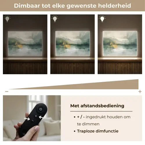 Groen - Modern - Abstract - Goud Light Box met batterij (Wandlamp) middel -USP_dimbaarNL